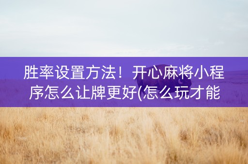 胜率设置方法！开心麻将小程序怎么让牌更好(怎么玩才能赢)