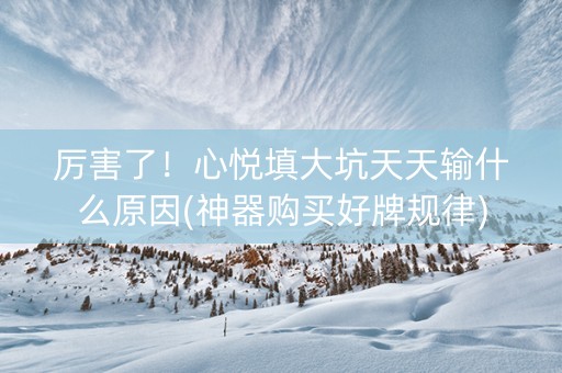 厉害了！心悦填大坑天天输什么原因(神器购买好牌规律)