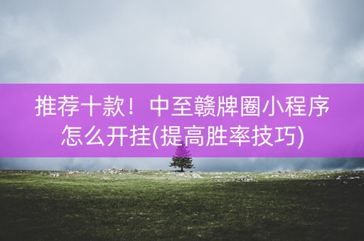 推荐十款！中至赣牌圈小程序怎么开挂(提高胜率技巧)