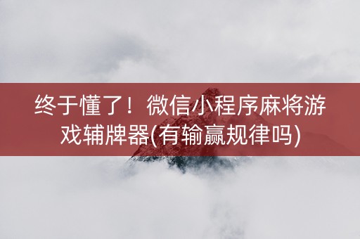 终于懂了！微信小程序麻将游戏辅牌器(有输赢规律吗)