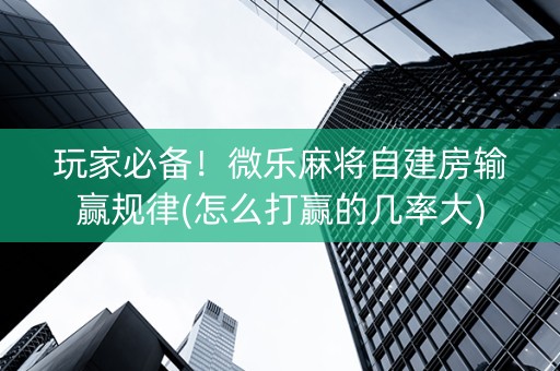 玩家必备！微乐麻将自建房输赢规律(怎么打赢的几率大)