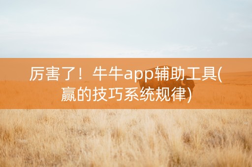 厉害了！牛牛app辅助工具(赢的技巧系统规律)