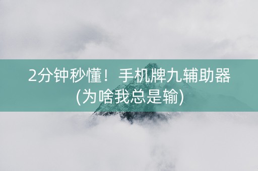 2分钟秒懂！手机牌九辅助器(为啥我总是输)