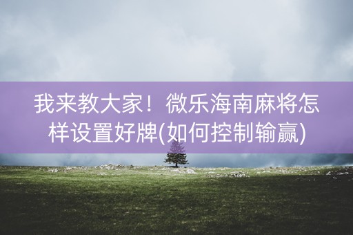 我来教大家！微乐海南麻将怎样设置好牌(如何控制输赢)