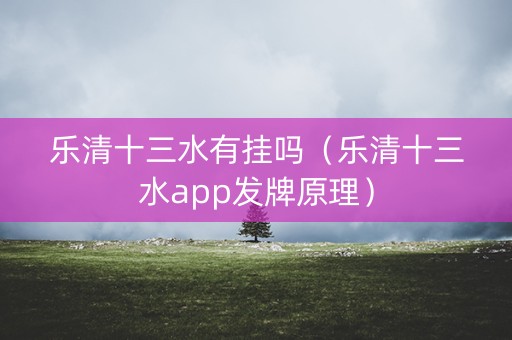乐清十三水有挂吗（乐清十三水app发牌原理）