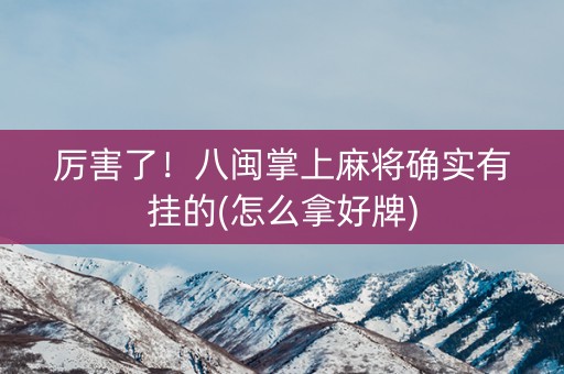 厉害了！八闽掌上麻将确实有挂的(怎么拿好牌)