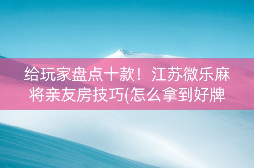 给玩家盘点十款！江苏微乐麻将亲友房技巧(怎么拿到好牌)