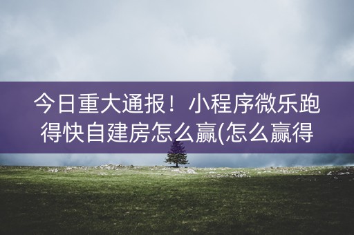 今日重大通报！小程序微乐跑得快自建房怎么赢(怎么赢得多)