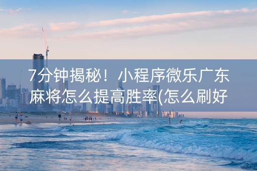 7分钟揭秘！小程序微乐广东麻将怎么提高胜率(怎么刷好牌)