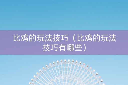 比鸡的玩法技巧（比鸡的玩法技巧有哪些）