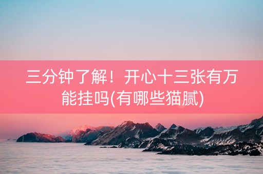 三分钟了解！开心十三张有万能挂吗(有哪些猫腻)