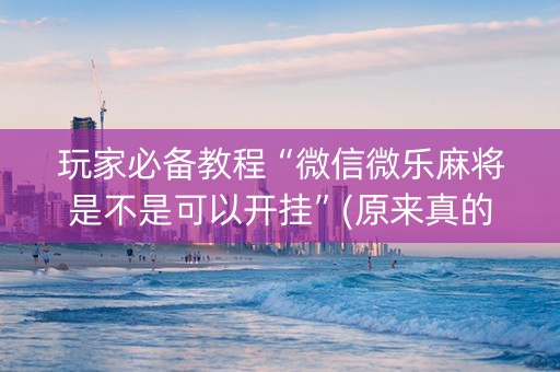 玩家必备教程“微信微乐麻将是不是可以开挂”(原来真的有挂)-知乎