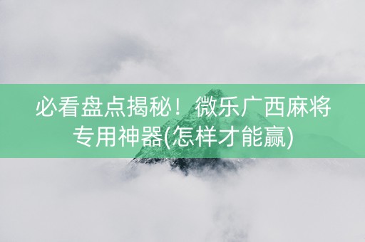 必看盘点揭秘！微乐广西麻将专用神器(怎样才能赢)