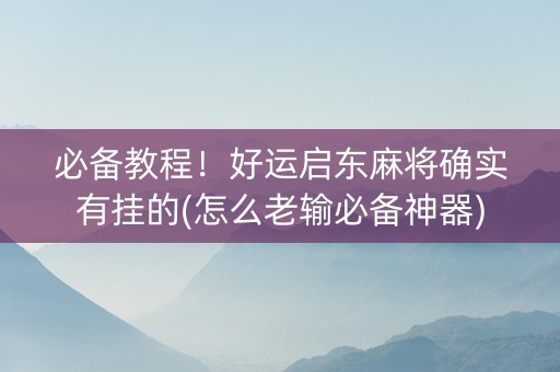 必备教程！好运启东麻将确实有挂的(怎么老输必备神器)