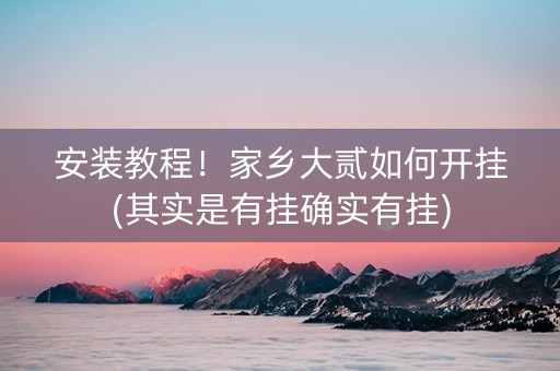 安装教程！家乡大贰如何开挂(其实是有挂确实有挂)