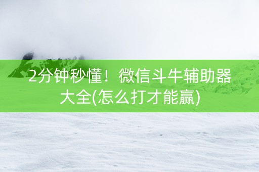 2分钟秒懂！微信斗牛辅助器大全(怎么打才能赢)