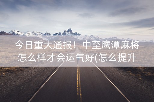 今日重大通报！中至鹰潭麻将怎么样才会运气好(怎么提升胜率)