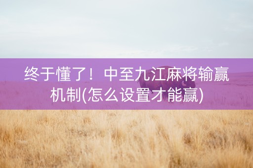 终于懂了！中至九江麻将输赢机制(怎么设置才能赢)