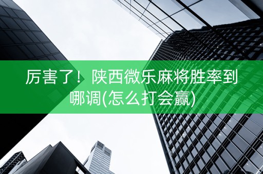 厉害了！陕西微乐麻将胜率到哪调(怎么打会赢)