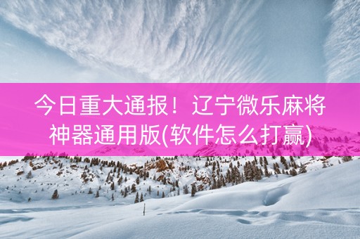 今日重大通报！辽宁微乐麻将神器通用版(软件怎么打赢)