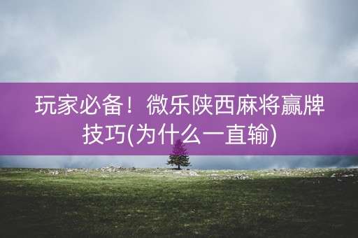 玩家必备！微乐陕西麻将赢牌技巧(为什么一直输)