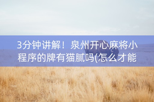 3分钟讲解！泉州开心麻将小程序的牌有猫腻吗(怎么才能赢得多)