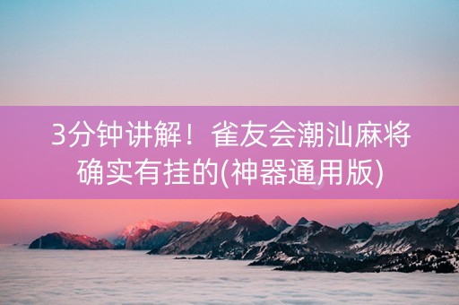 3分钟讲解！雀友会潮汕麻将确实有挂的(神器通用版)