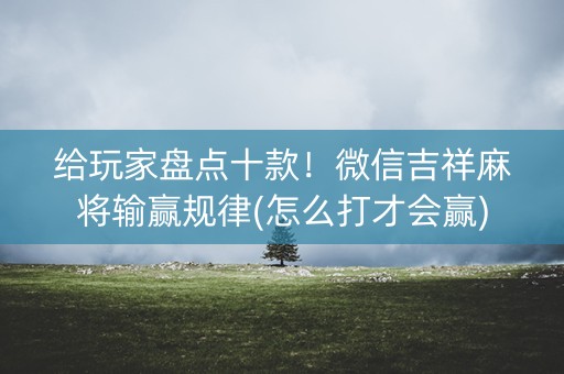 给玩家盘点十款！微信吉祥麻将输赢规律(怎么打才会赢)