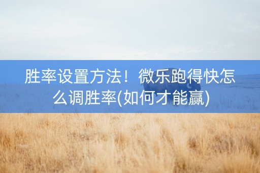 胜率设置方法！微乐跑得快怎么调胜率(如何才能赢)