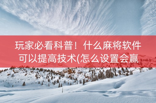 玩家必看科普！什么麻将软件可以提高技术(怎么设置会赢)