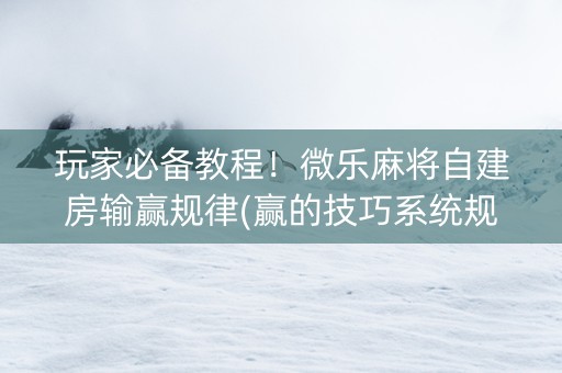 玩家必备教程！微乐麻将自建房输赢规律(赢的技巧系统规律)
