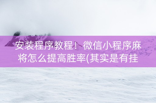 安装程序教程！微信小程序麻将怎么提高胜率(其实是有挂确实有挂)