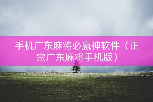 手机广东麻将必赢神软件（正宗广东麻将手机版）
