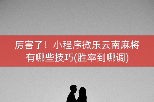 厉害了！小程序微乐云南麻将有哪些技巧(胜率到哪调)
