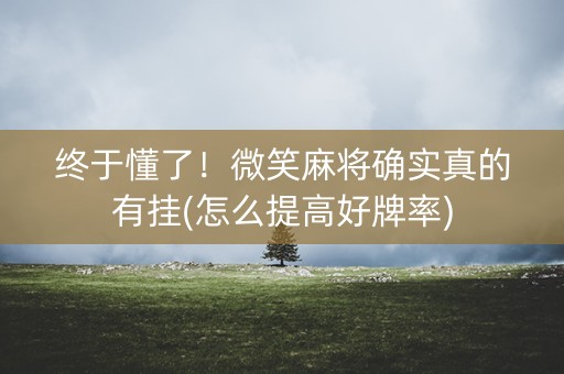 终于懂了！微笑麻将确实真的有挂(怎么提高好牌率)