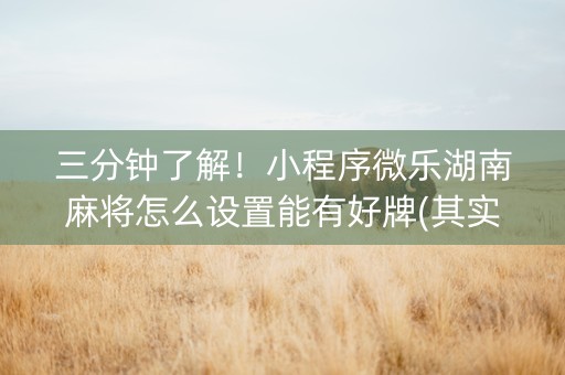 三分钟了解！小程序微乐湖南麻将怎么设置能有好牌(其实真的确实有挂)