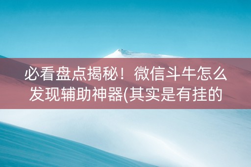 必看盘点揭秘！微信斗牛怎么发现辅助神器(其实是有挂的)