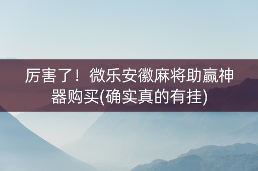 厉害了！微乐安徽麻将助赢神器购买(确实真的有挂)
