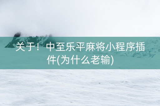 关于！中至乐平麻将小程序插件(为什么老输)