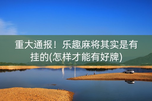 重大通报！乐趣麻将其实是有挂的(怎样才能有好牌)