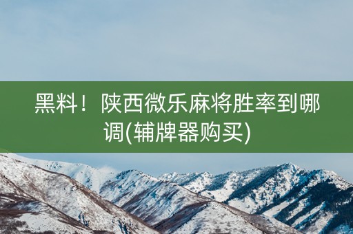 黑料！陕西微乐麻将胜率到哪调(辅牌器购买)
