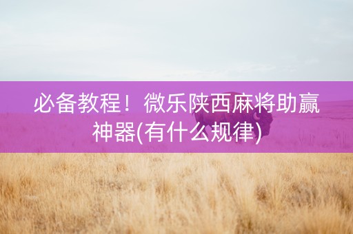 必备教程！微乐陕西麻将助赢神器(有什么规律)
