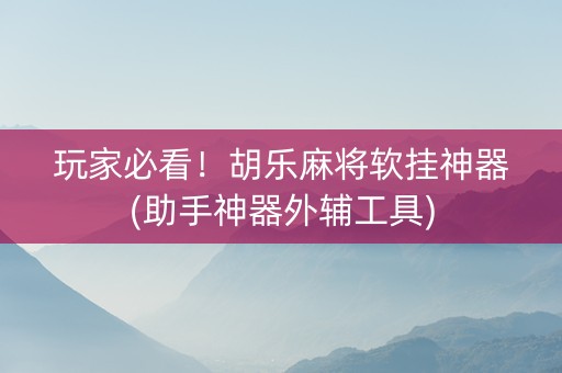 玩家必看！胡乐麻将软挂神器(助手神器外辅工具)