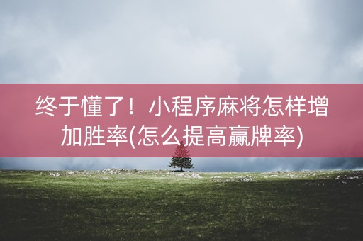 终于懂了！小程序麻将怎样增加胜率(怎么提高赢牌率)