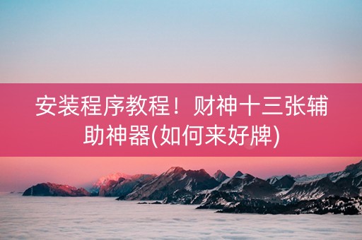 安装程序教程！财神十三张辅助神器(如何来好牌)