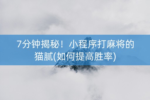 7分钟揭秘！小程序打麻将的猫腻(如何提高胜率)