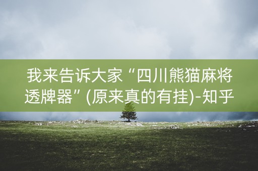我来告诉大家“四川熊猫麻将透牌器”(原来真的有挂)-知乎