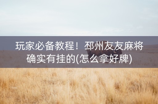 玩家必备教程！邳州友友麻将确实有挂的(怎么拿好牌)