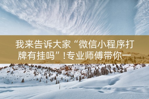 我来告诉大家“微信小程序打牌有挂吗”!专业师傅带你一起了解（详细教程）-知乎