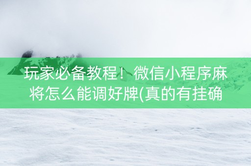 玩家必备教程！微信小程序麻将怎么能调好牌(真的有挂确实有挂)